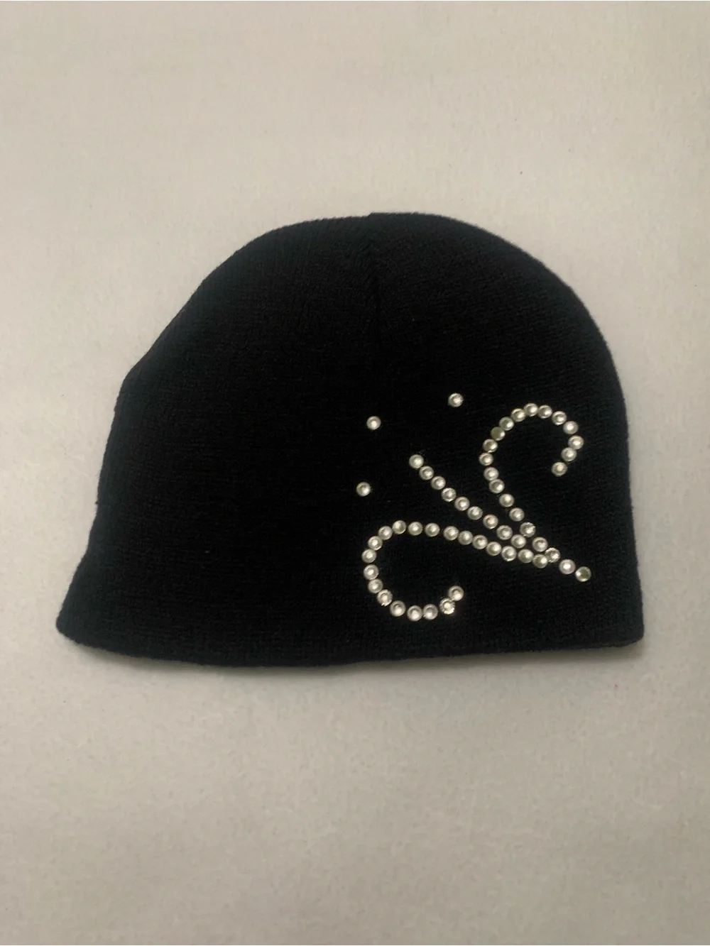 7 Pice Kids  Knit Beanie With Rhinestones - Black, Blue, Hot Pink